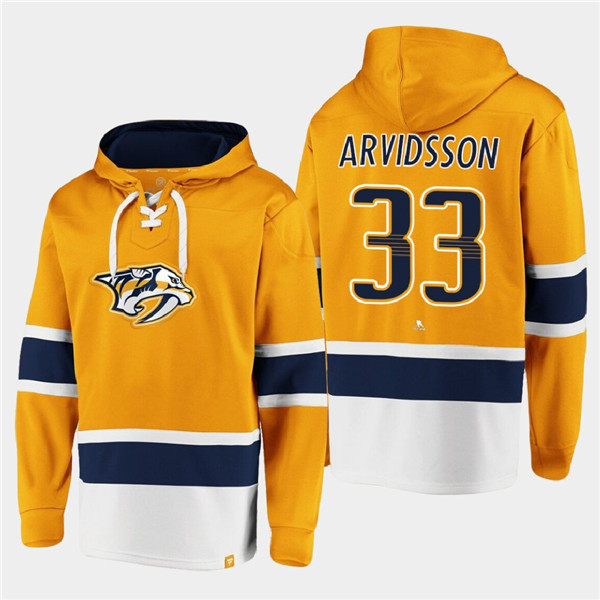 Men's Gold Nashville Predators #33 David Rittich Ageless Must-Have Lace-Up Pullover Hoodie